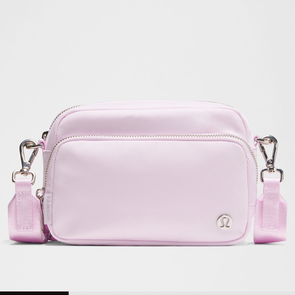 Lululemon Everywhere Crossbody Bag 2L Metal Hardware in Pink Organza/Silver